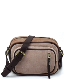 Real Suede Leather Boxy Crossbody Bag CJF120 BLUSH